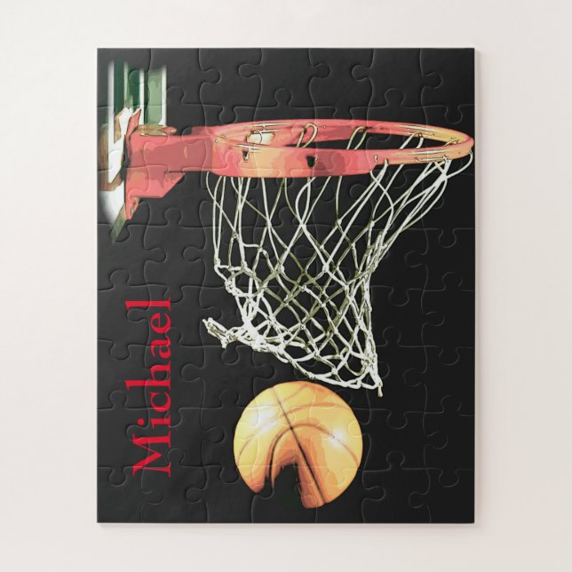 Basketball Artwork Your Name Jigsaw Puzzle (Vertical)