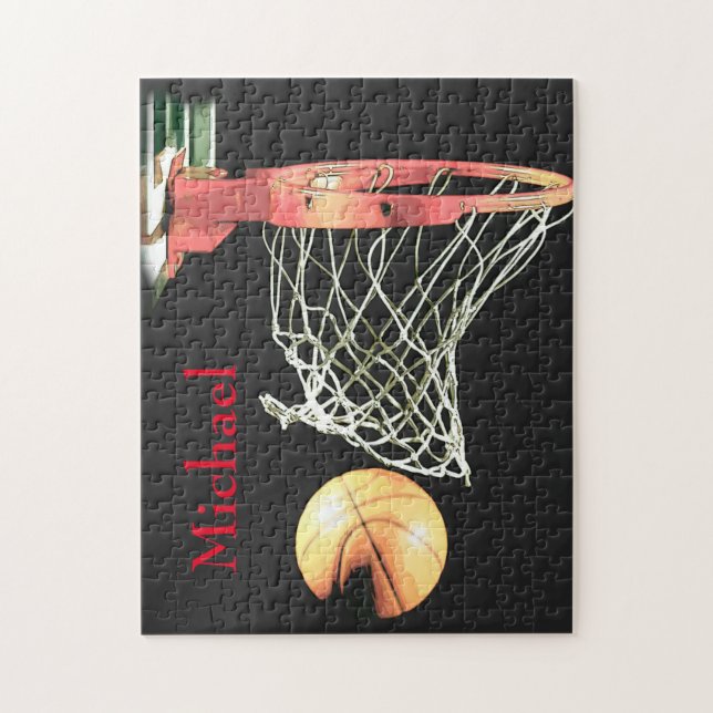 Basketball Artwork Your Name Jigsaw Puzzle (Vertical)