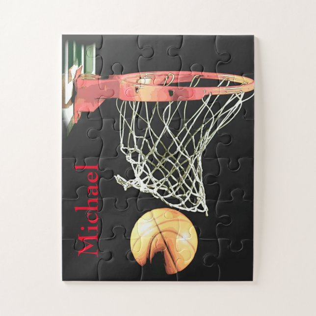 Basketball Artwork Your Name Jigsaw Puzzle (Vertical)