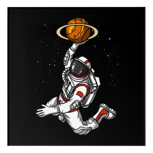 Basketball Astronaut Space Planet Cosmic Acrylic Print