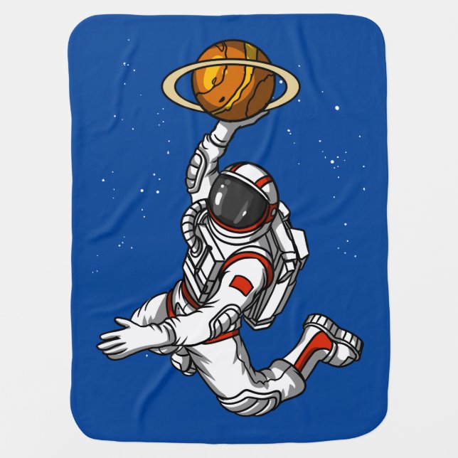 Basketball Astronaut Space Planet Cosmic Baby Blanket (Front)