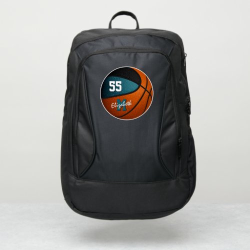 basketball athlete monogram teal black team colors port authority backpack