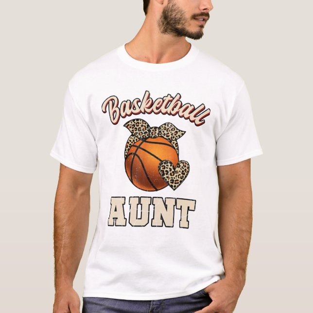 Basketball Aunt Bandana Leopard T-Shirt (Front)