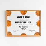 Basketball Award Certificate, Mvp Award Poster at Zazzle