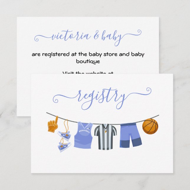 Basketball Baby Shower Clothesline Registry Invitation (Front/Back)
