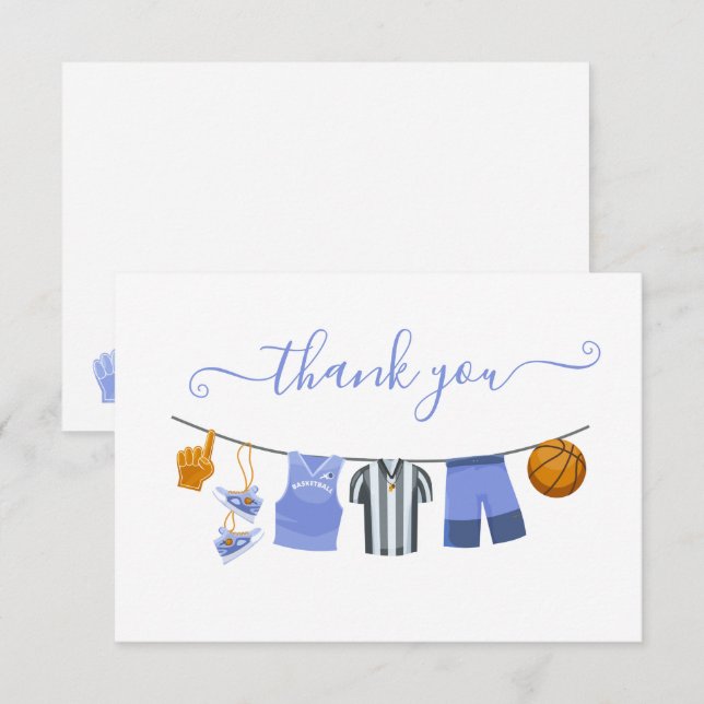 Basketball Baby Shower Clothesline Thank You Note (Front/Back)