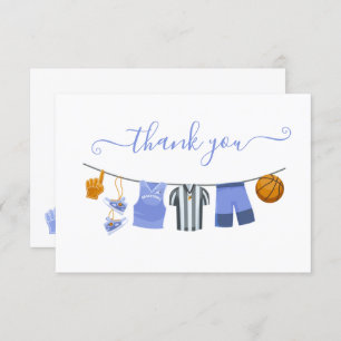 Basketball Baby Shower Clothesline Thank You Note Invitation