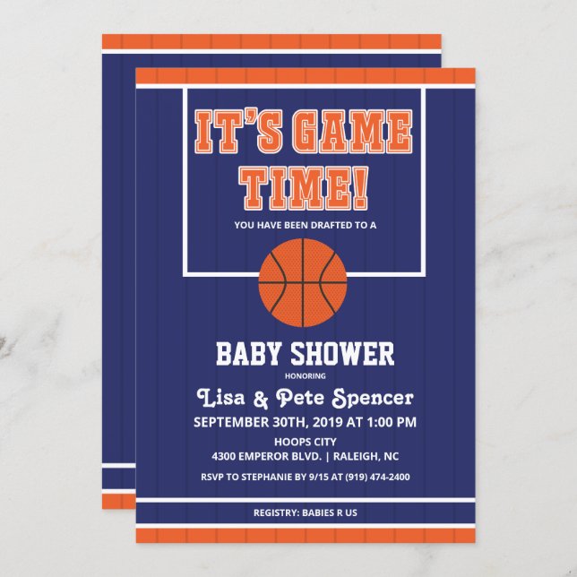 Basketball Baby Shower Invitation (Front/Back)