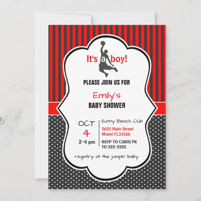Basketball Baby Shower Invitation Card (Front)