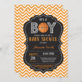 Basketball Baby Shower Invitation Orange Chevron (Front/Back)