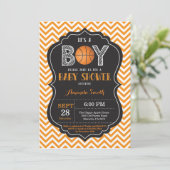 Basketball Baby Shower Invitation Orange Chevron (Standing Front)