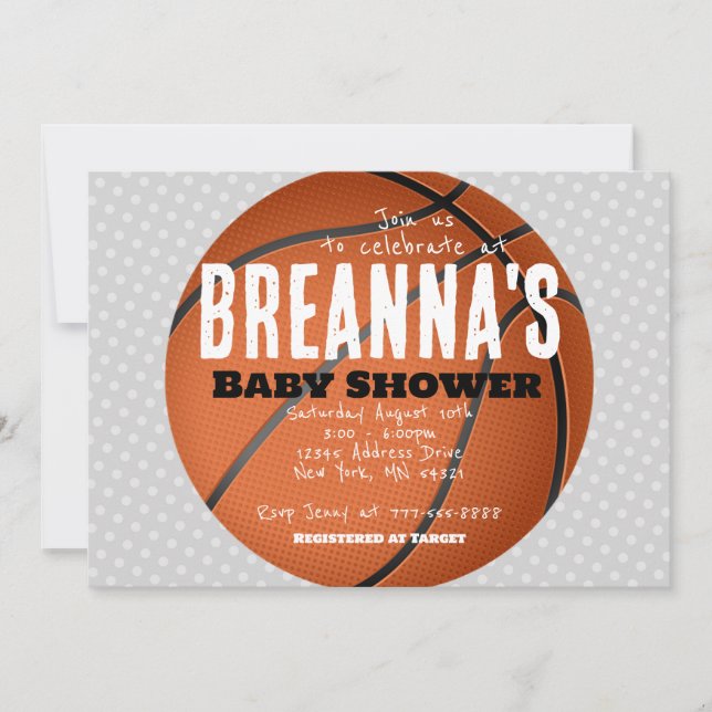 Basketball Baby Shower Party Invitation (Front)