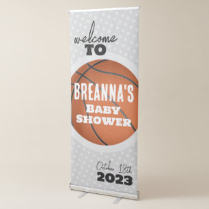 Basketball Baby Shower Party Retractable Banner