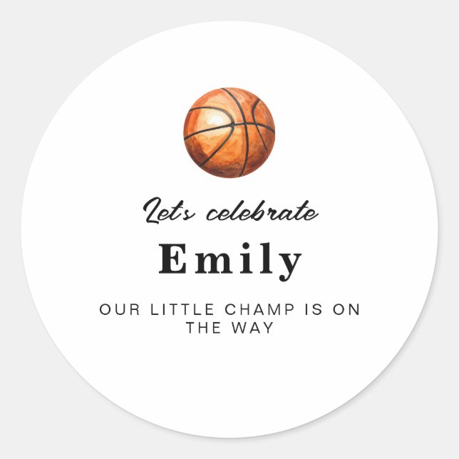 Basketball Baby Shower Stickers (Front)