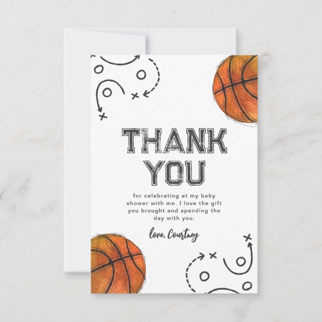 Basketball Baby Shower Thank You Cards (Front)