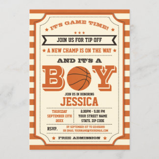 Basketball Baby Shower Ticket Invitation