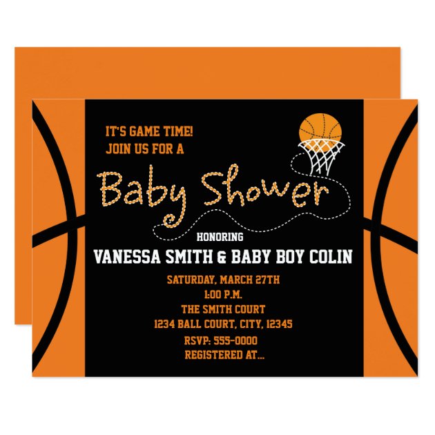 BASKETBALL BABY SHOWER Typography Party Invitation