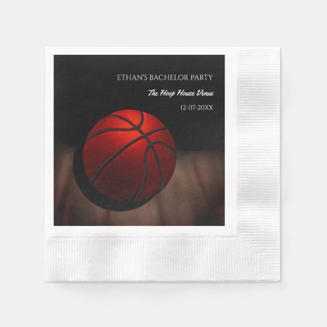 Basketball bachelor / birthday party Orange Black Napkins (Front)