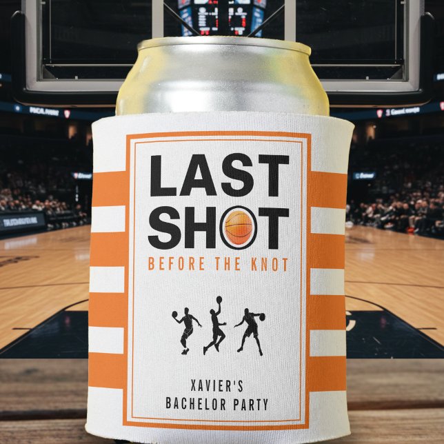 Basketball Bachelor Party Last Shot Orange Striped Can Cooler (Basketball Bachelor Party Last Shot Orange Striped Can Cooler
)