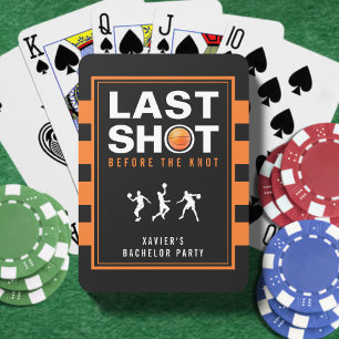 Basketball Bachelor Party Last Shot Orange Striped Poker Cards