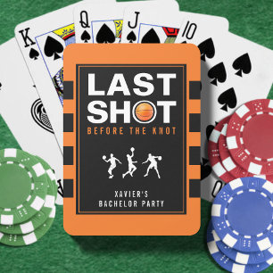 Basketball Bachelor Party Last Shot Orange Striped Poker Cards