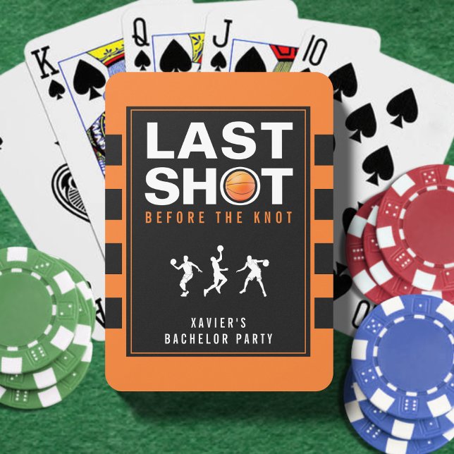 Basketball Bachelor Party Last Shot Orange Striped Poker Cards (Creator Uploaded)