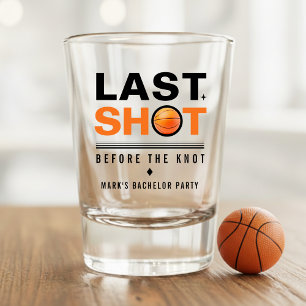 Basketball Bachelor Party Last Shot Orange & White Glass