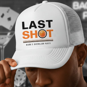 Basketball Bachelor Party Last Shot Orange & White Trucker Hat
