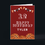 Basketball Ball and Flags Kids Birthday Card<br><div class="desc">Basketball Ball and Flags Kids Birthday Card. The design has basketball balls and birthday party bunting flags in orange,  black and white colors. Add your name,  age and text and make your own birthday card. Great for boys and girls who love basketball.</div>