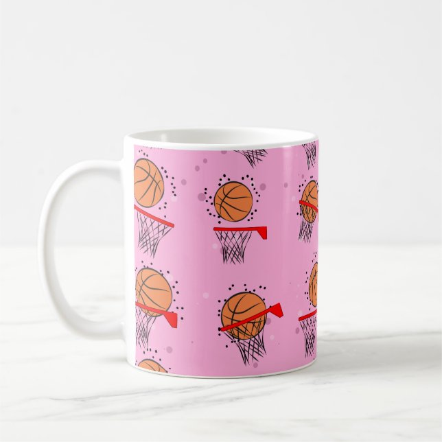 Basketball - Ball and Hoop Pattern  Coffee Mug (Left)