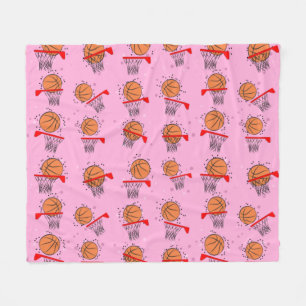 Basketball - Ball and Hoop Pattern Fleece Blanket