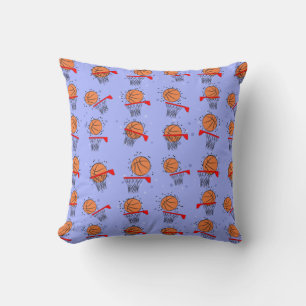 Basketball - Ball and Hoop Pattern Throw Pillow
