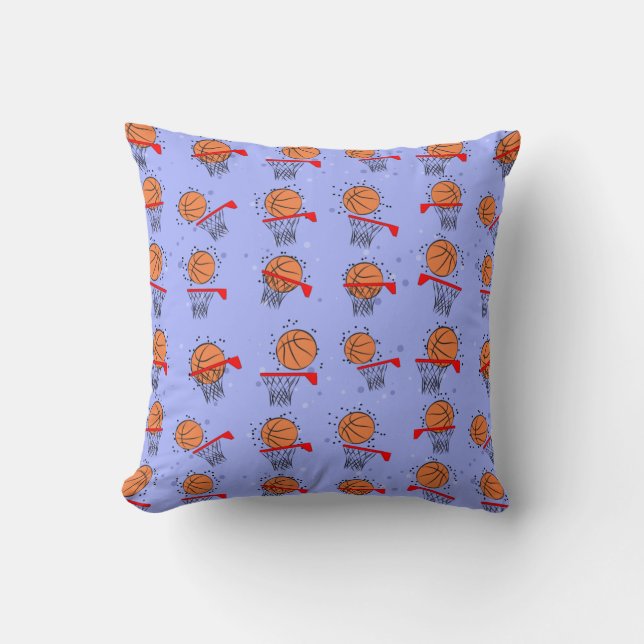 Basketball - Ball and Hoop Pattern  Throw Pillow (Front)
