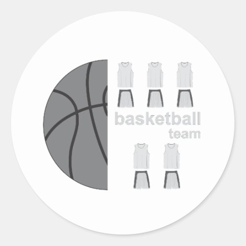 Basketball ball and uniforms classic round sticker