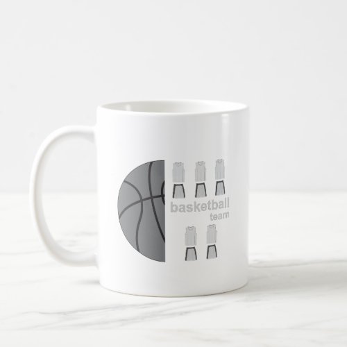 Basketball ball and uniforms coffee mug