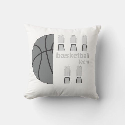Basketball ball and uniforms throw pillow