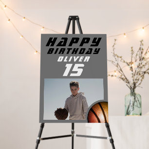Basketball Ball Boy Photo Happy Birthday Foam Board