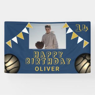 Basketball Ball Bunting Flags Blue Photo Birthday Banner