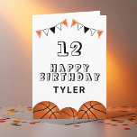 Basketball Ball Bunting Flags Kids Birthday Card<br><div class="desc">Basketball Ball Bunting Flags Kids Birthday Card. The design has basketball balls and birthday party bunting flags in orange,  black and white colors. Add your name,  age and text and make your own birthday card. Great for boys and girls who love basketball.</div>