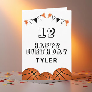 Basketball Ball Bunting Flags Kids Birthday Card
