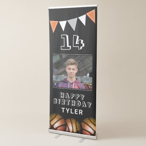 Basketball Ball Bunting Flags Photo Birthday Party Retractable Banner