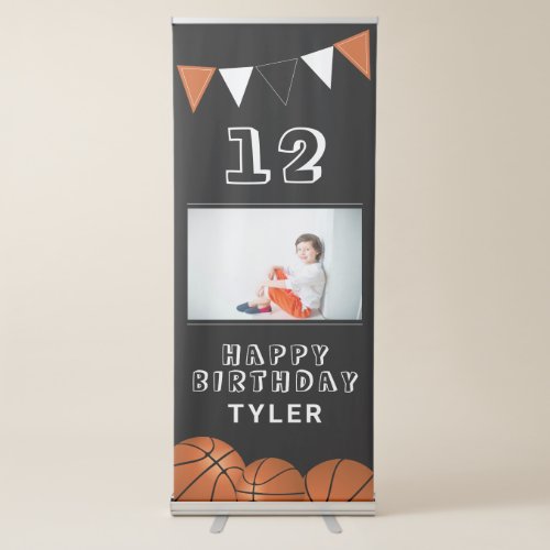 Basketball Ball Bunting Flags Photo Birthday Party Retractable Banner