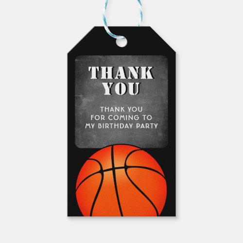 Basketball Ball Chalkboard Birthday Thank you Gift Tags