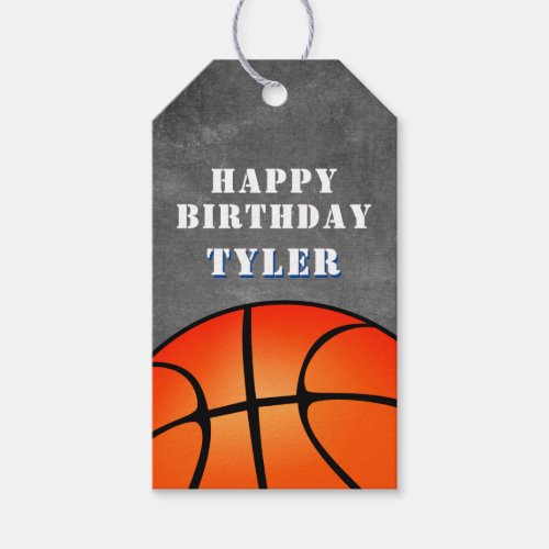 Basketball Ball Chalkboard Photo Birthday  Gift Tags