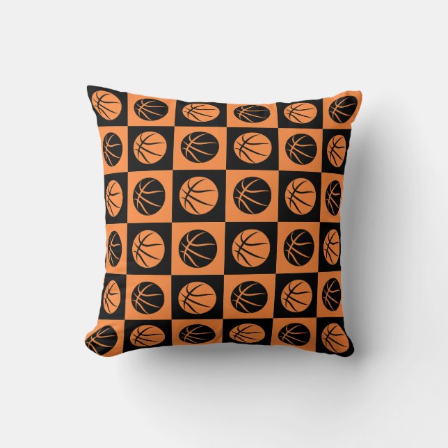 basketball Ball Checkered Seamless Pattern Throw Pillow (Front)