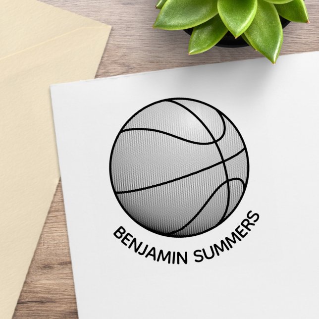 Basketball Ball Custom Name Rubber Stamp (Creator Uploaded)