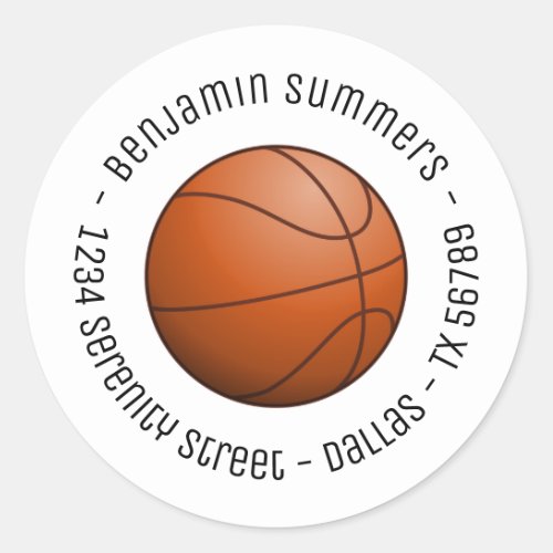 Basketball Ball Custom Text Classic Round Sticker