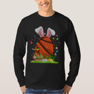 Basketball Ball Egg & Bunny Ears Happy Easter Day  T-Shirt
