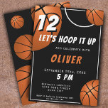 Basketball Ball Fun Sports Kids Birthday  Invitation<br><div class="desc">Basketball Ball Fun Sports Kids Birthday Invitation. The design has a fun text "Let's hoop it up" and basketball balls on a black background. Add your information. Great invitation for a basketball theme birthday party.</div>