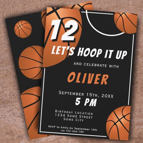Basketball Ball Fun Sports Kids Birthday  Invitation